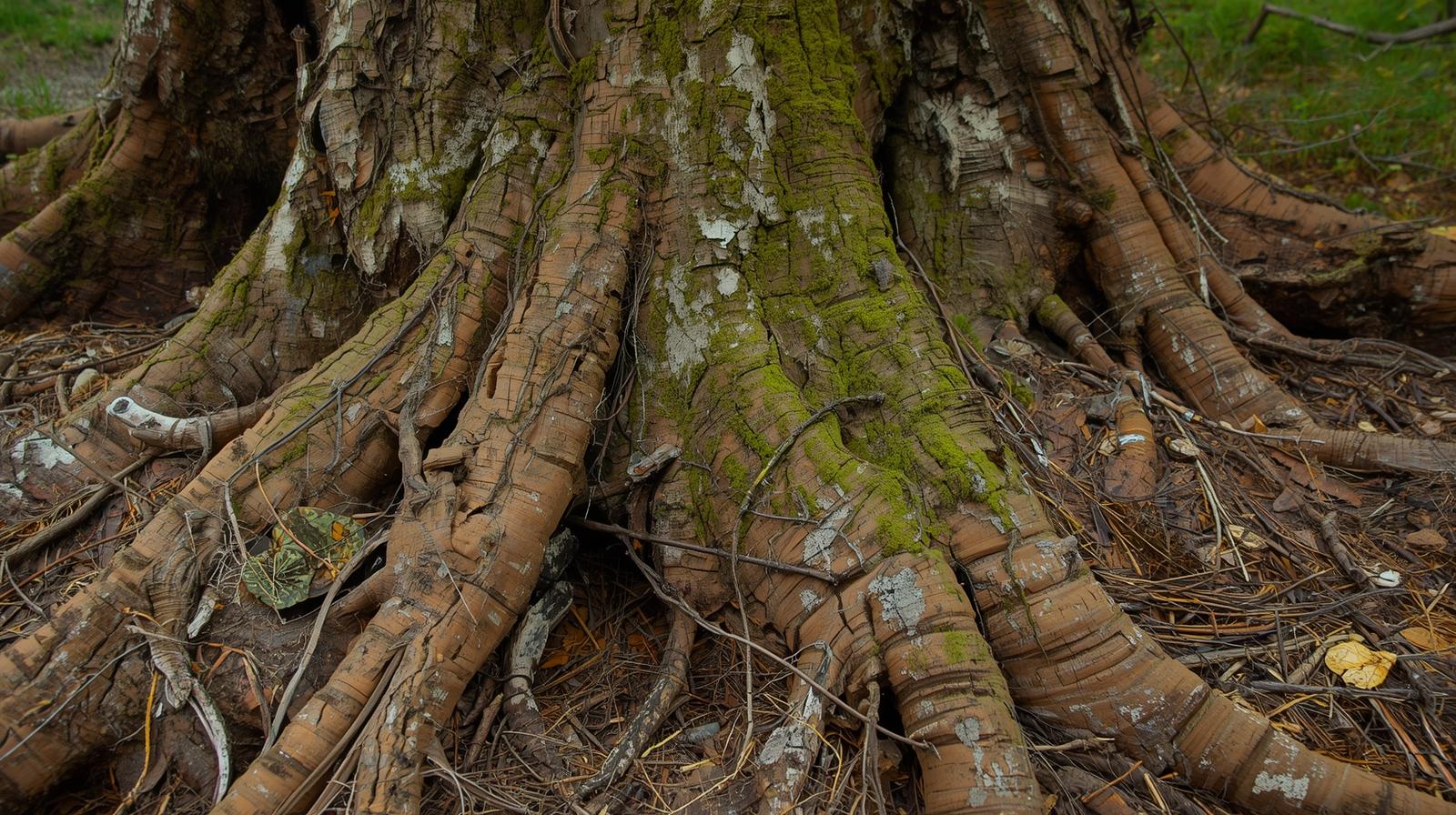 Tree roots on a dry Colorado ridge lot